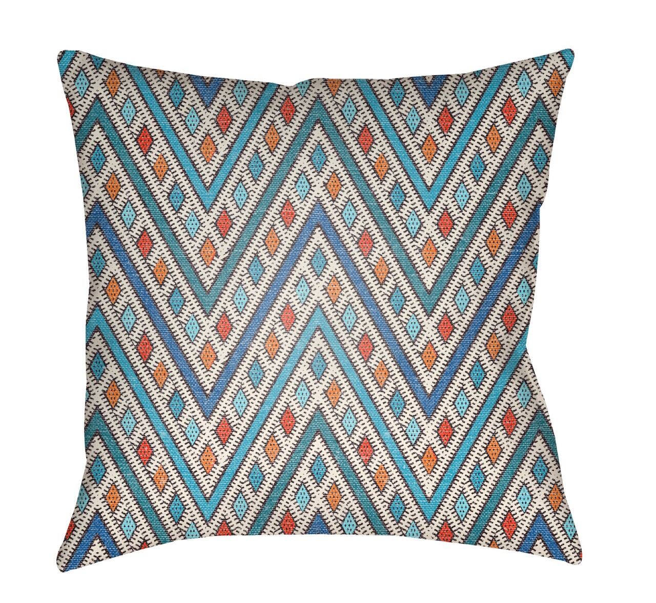 Tiwari Home 20" Blue and Orange Chevron Square Throw Pillow Cover with Knife Edge